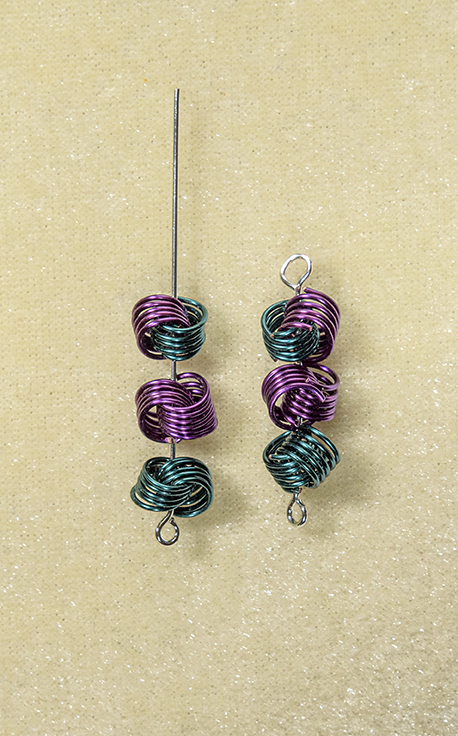 Nancy Chase's Spring Dreams Earrings - , Contemporary Wire Jewelry, Coiling, Coiling Wire, Wire Coiling, make a simple loop at the top of the headpin